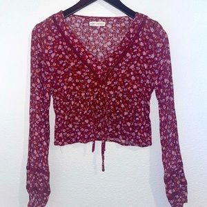 Floral Cinch-Waist Blouse